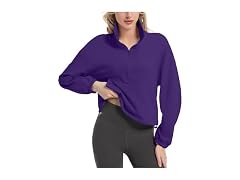 FKEEP Women (M) Quarter Zip Collar Zpurple