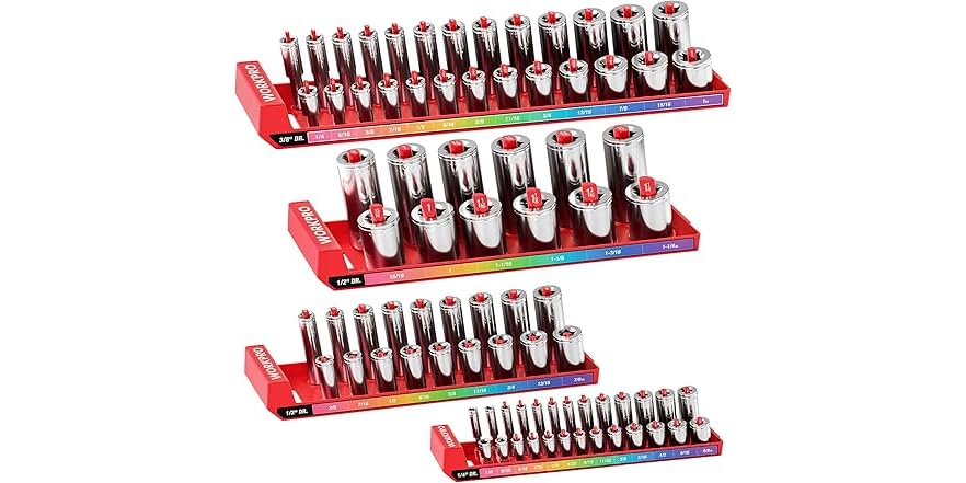 WORKPRO Socket Organizer Set, 4PC Socket Holder SAE