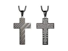 Stainless Steel US Flag Cross Necklace