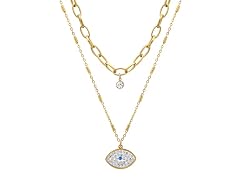 Layered CZ Protective Eye Necklace