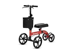 ELENKER Best Value Knee Walker with 10" Front Wheels Steerable Medical Scooter Crutch Alternative with Dual Braking System Red (Open Box)