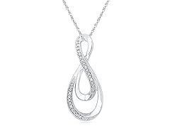 Sterling Silver Dia Accent Double Infinity Necklace