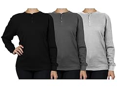 Womens Loose Fitting Henley Thermal