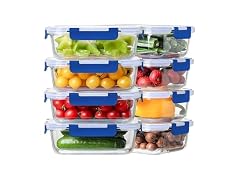 HOMBERKING 8pk 36oz Deep Blue Glass Food Containers