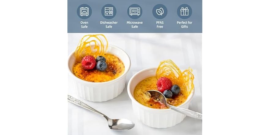 Nuwave Ceramic Ramekins Set Of 6 - 6oz Elegant Ramekins For Baking Soufflé, Creme Brûlée & More, Dishwasher Safe - View #8