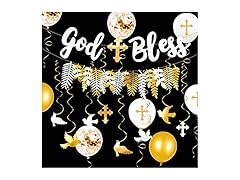 White & Gold Cross God Bless Party Décor