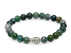 Moss Agate Beaded Buddha Bracelet