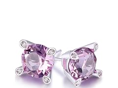Amethyst Stud Earring in 18K White Gold