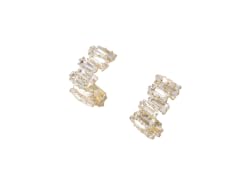 18K Gold Baguette CZ Ear Climbers