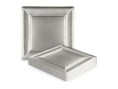 Kaya Luxurious Silver Square Edge Beaded