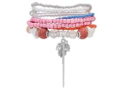 Stretch Beaded Bracelet Stack with Tree Charm