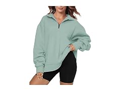 FKEEP Women's Oversized Half Zip Top (Medium)