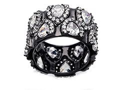 Black Ion Sterling Silver Wide Band CZ Ring