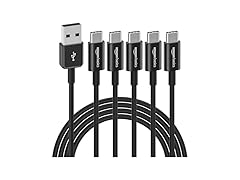 Amazon Basics 5-Pack USB-C to USB-A Fast Charger Cable