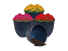 Sunnydaze Dinah 12.5" Metal Outdoor Plant Pot Set