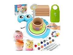 DCVREDF Pottery Wheel for Kids with 3 Clay Kits