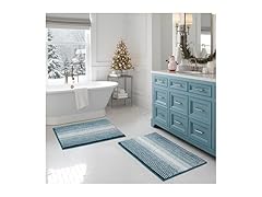 BSICPRO 2 Piece Chenille Bath Mat Set