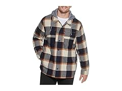 Levis Mens Plaid Sherpa Hooded Shirt Jacket