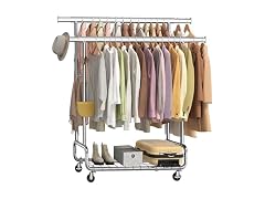 SONGMICS Clothes Rack Silver Double Rod