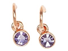 Rose Gold Drop Earring with Purple Rhinestone