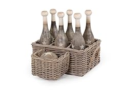 7 pc Wooden Bowling Set with Basket