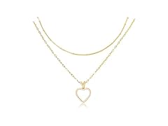 Bidgutory CZ Diamond Paperclip Heart Necklace 