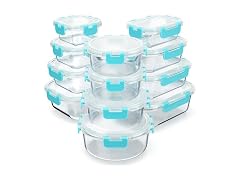 Borosilicate Glass Food Storage Containers with Lids 24 Piece Aqua