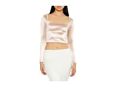 Forever 21 Women (L) Satin Square-cut Crop Top