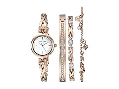 Anne Klein Women Rose Gold Watch & Bracelet Set