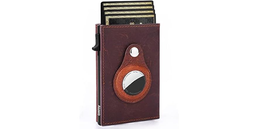 Airtag Wallet For Men – Slim RFID Blocking Card Holder With Money Clip, Lichee Brown