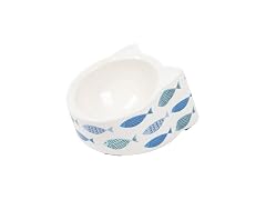 Kitty City Elevated Melamine Cat Bowl- Blue Fish