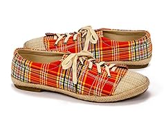 Muk Luks Paige Canvas Shoes, Orange Plaid