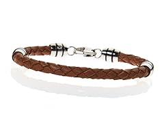 Blackjack Jewelry Brown Leather S.Steel Bead Bracelet