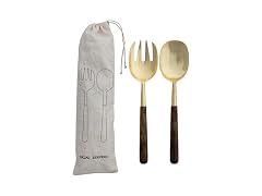 Creative Co-Op Stainless Steel Salad Spoon And Fork Server w/Handles, Brown