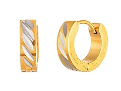 Diamond Cut Two Tone Huggie Earring