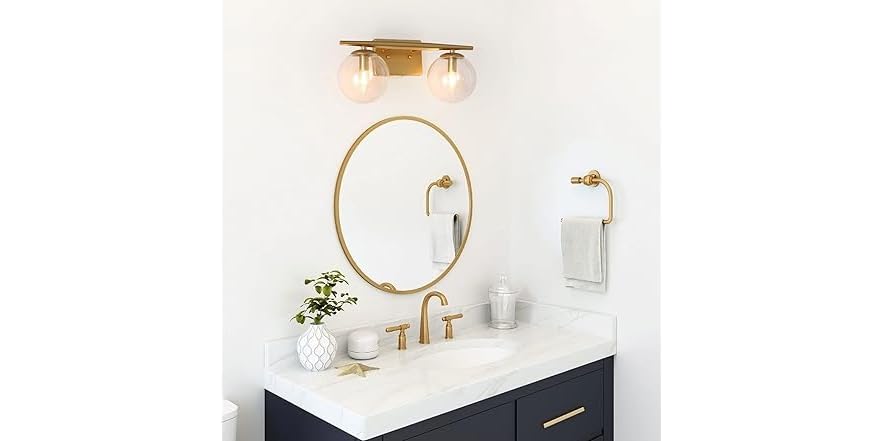 2-Light Gold Bathroom Light Fixture