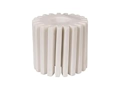 Bloomingville White Marble Candleholder, 4.5-Inch Round