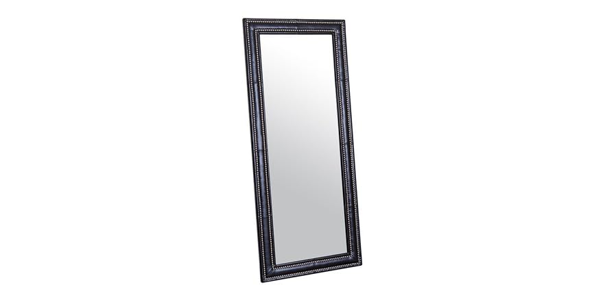 Perfley Leather Nailhead trim Floor Mirror, Black