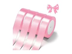 Pink Satin Ribbon 1"x4 Rolls Gift Wrap