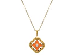 18K Gold Orange Clover Pearl Necklace