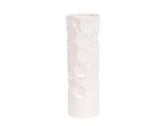 Glossy White Hammered Cylinder Vase