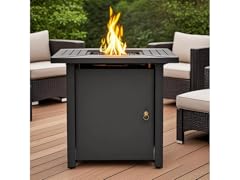 30" Sq Black Steel Fire Table – 50k BTU