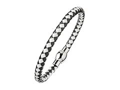 White & Black Leather Braided Bracelet
