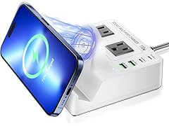 TOPOINT 7 in 1 Power Strip with Wireless Charger