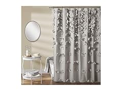 Lush Decor Riley Shower Curtain, 72" W x 72" L, Light Gray
