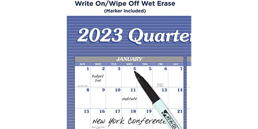 AT A GLANCE 2023 Erasable Calendar
