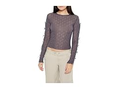 Forever 21 Women (M) Chevron Jacquard Cutout Top