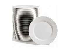 Fun Express Bulk Vintage Ivory Plastic Dinner Plates