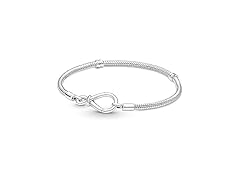 PANDORA Moments Infinity Knot Snake Chain Bracelet - Compatible Moments Charms - Sterling Silver Charm Bracelet for Women - Gift for Her - 17 cm, No Gift Box (Open Box)