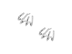 VOLLYOO Silver Claw Earring Cuff Zircon Earrings